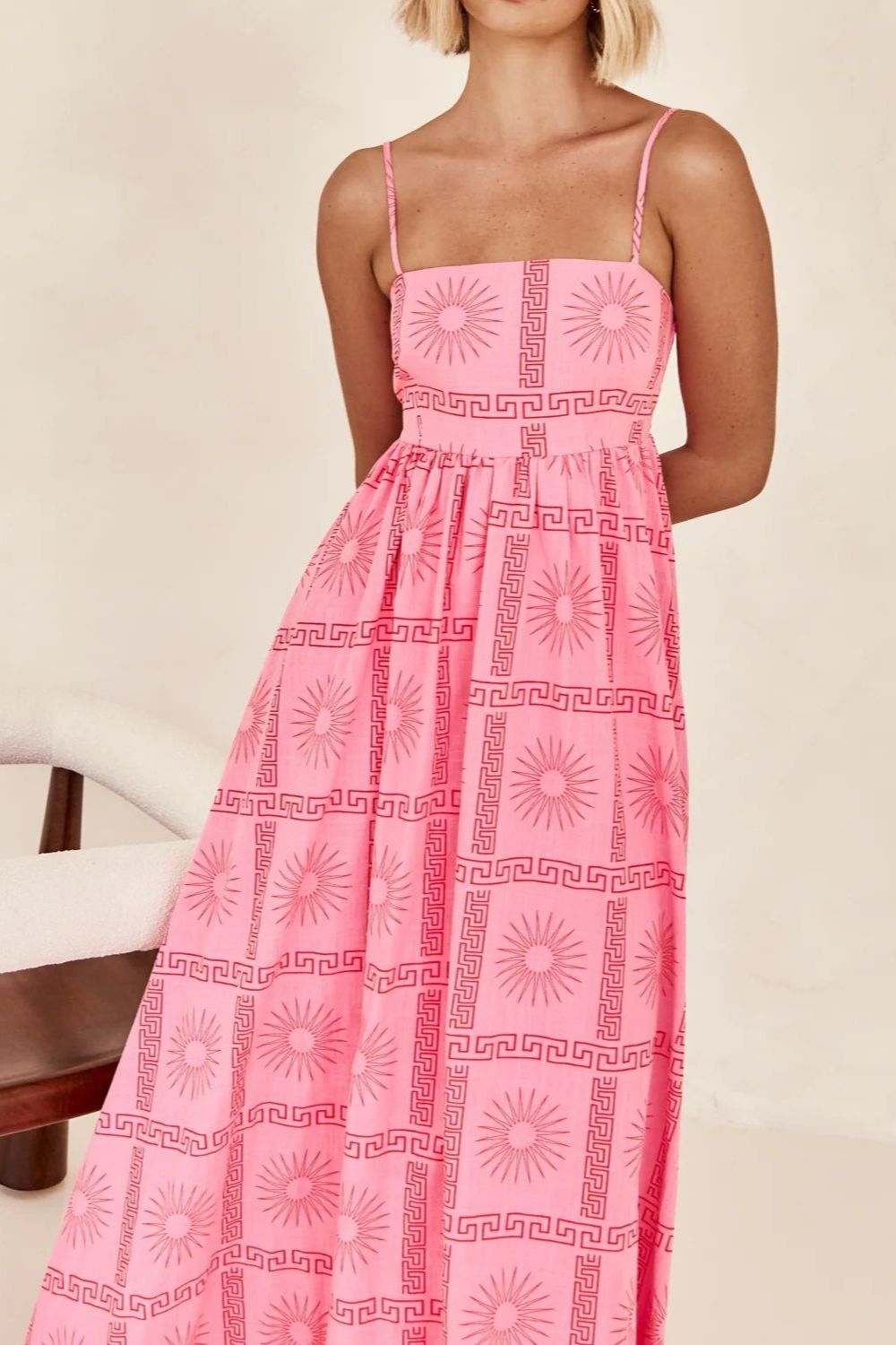 Cutout Back Maxi Cami Dress with Adjustable Straps (Various Prints) - MARIGOLD