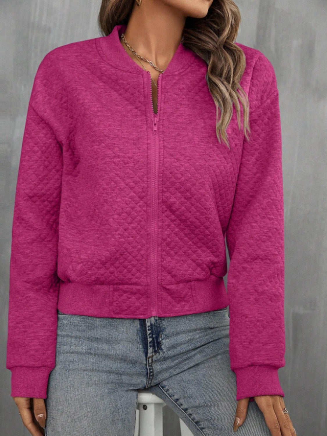 Zip Up Long Sleeve Jacket - MARIGOLD