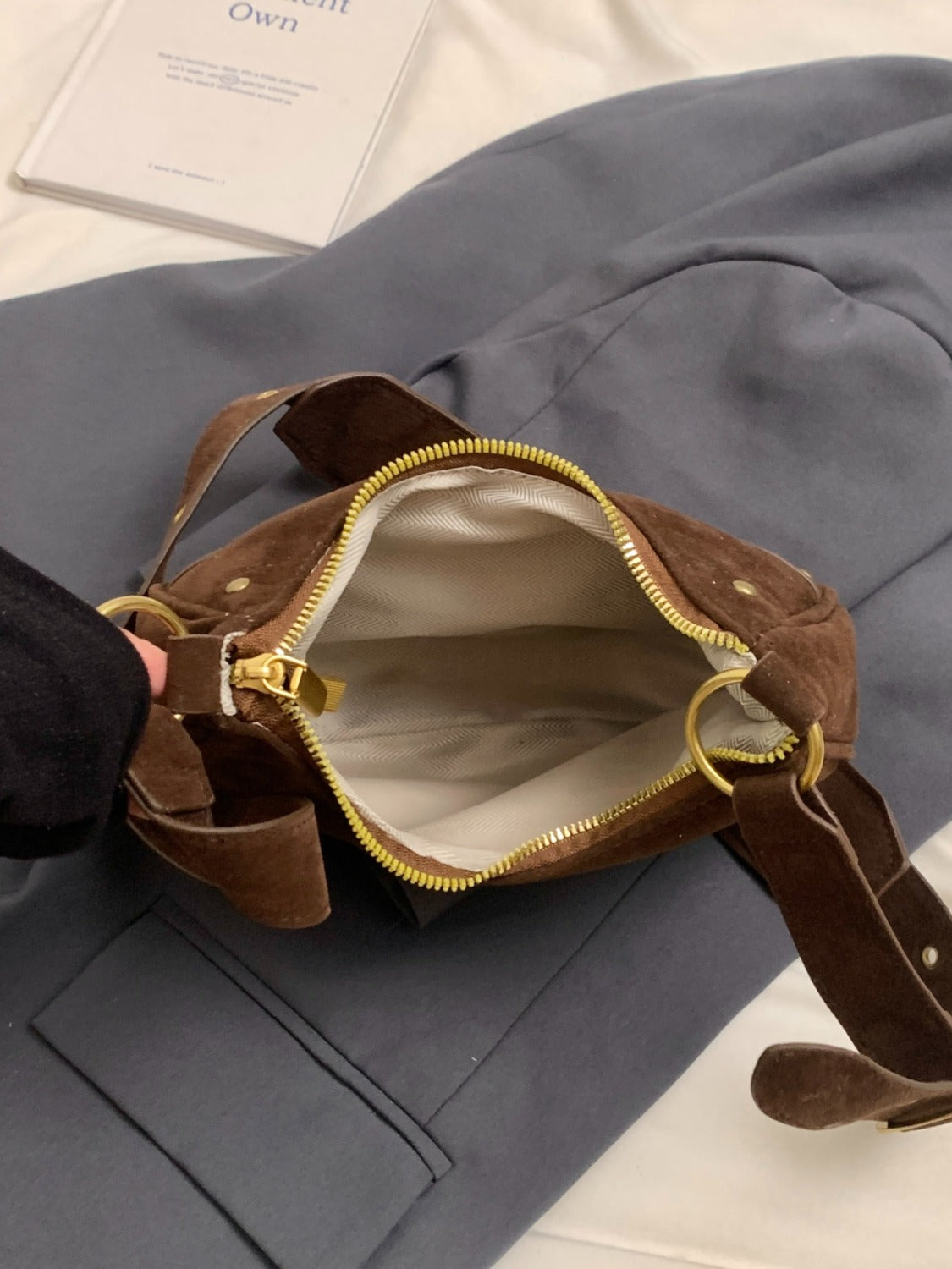 Suede Adjustable Strap Shoulder Bag - MARIGOLD