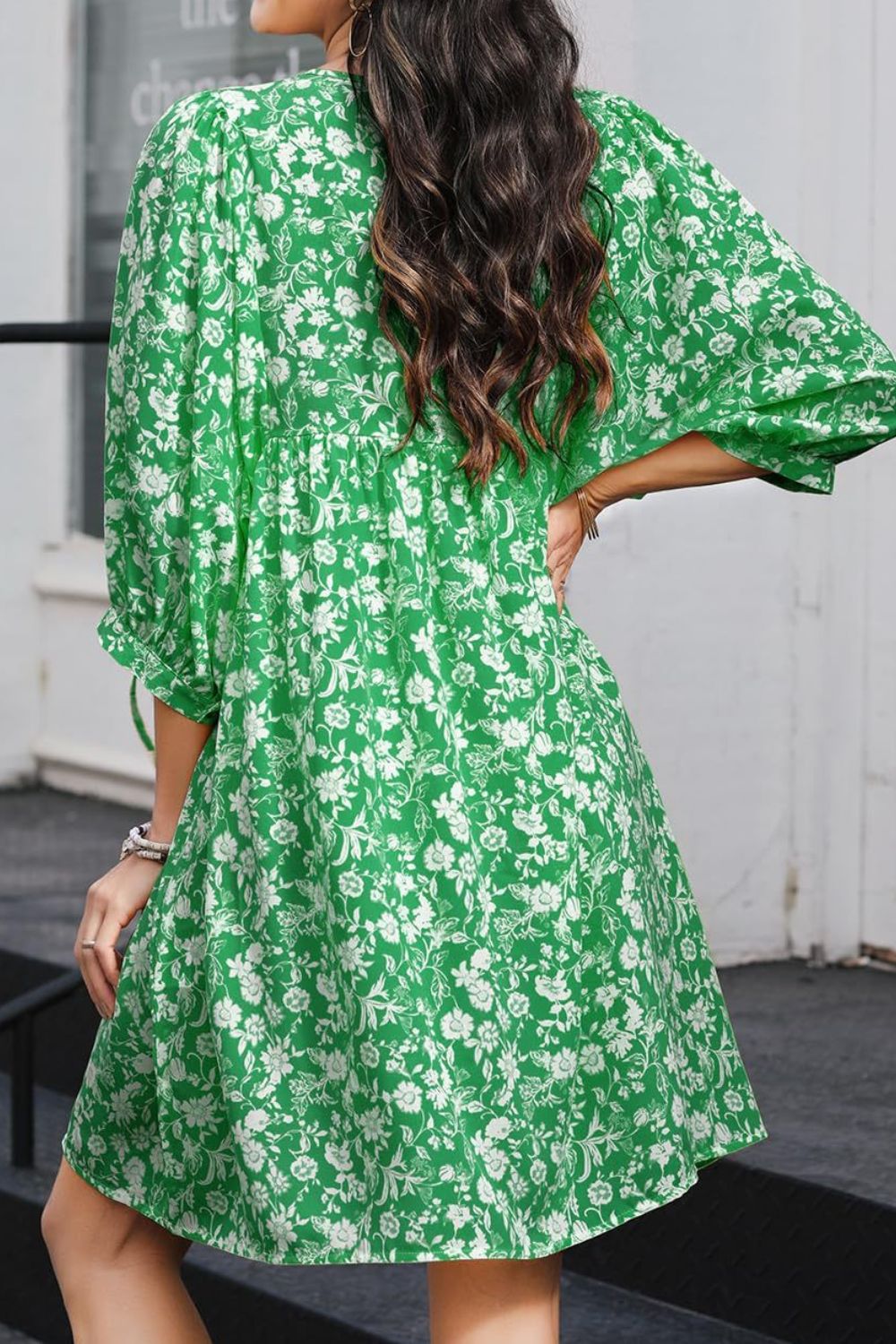 Floral Half Sleeve Mini Dress - MARIGOLD
