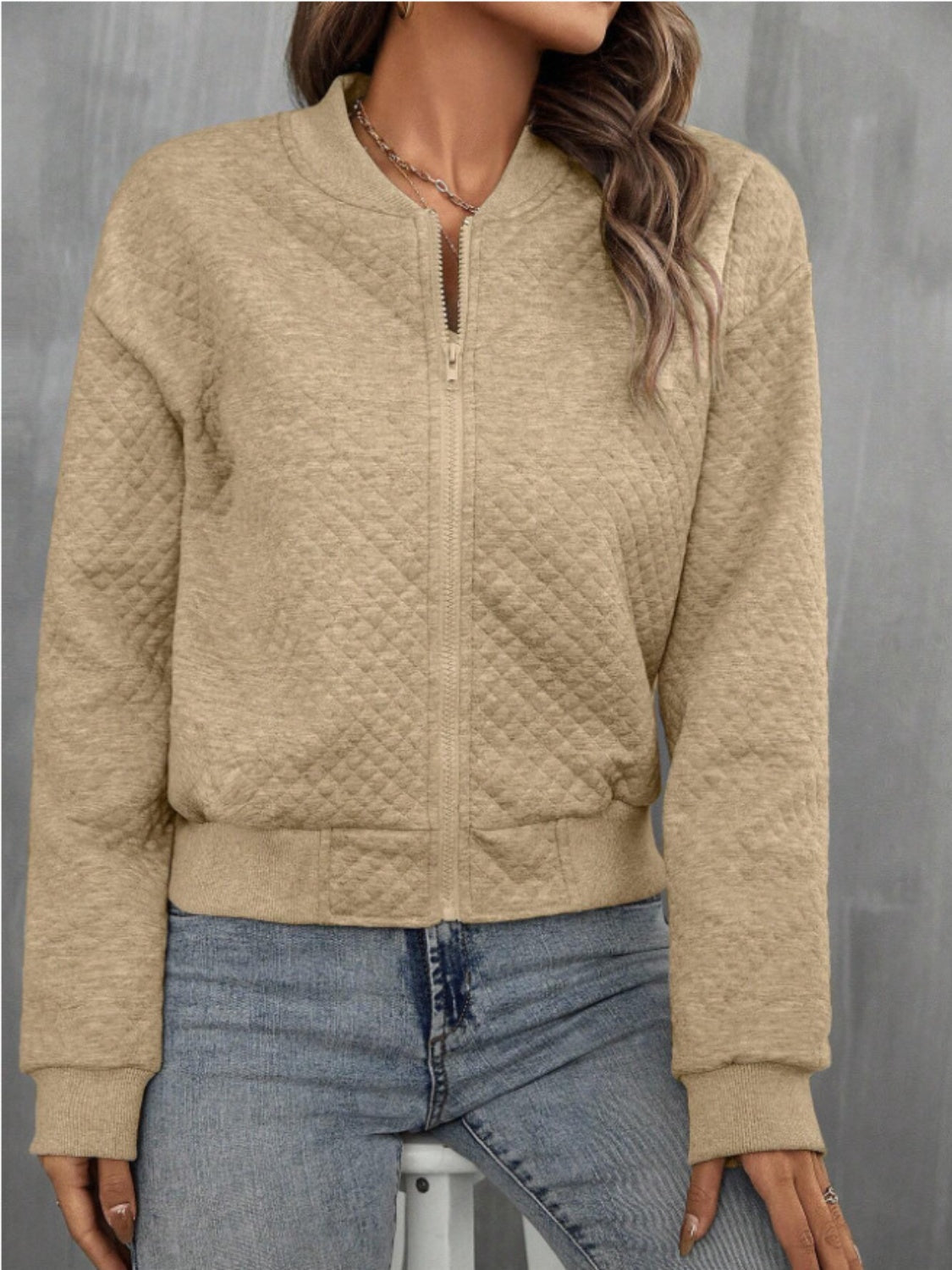 Zip Up Long Sleeve Jacket - MARIGOLD