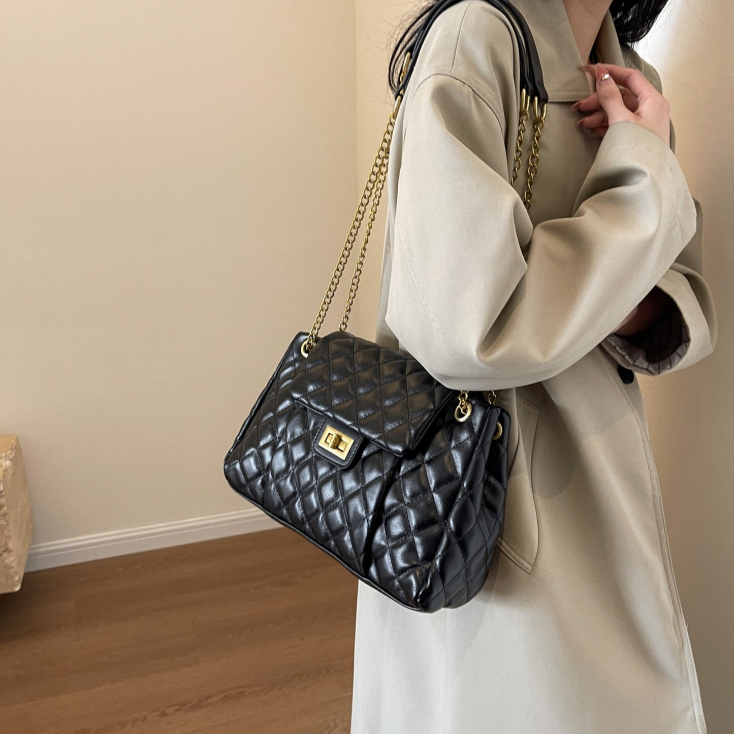 PU Leather Shoulder Bag - MARIGOLD