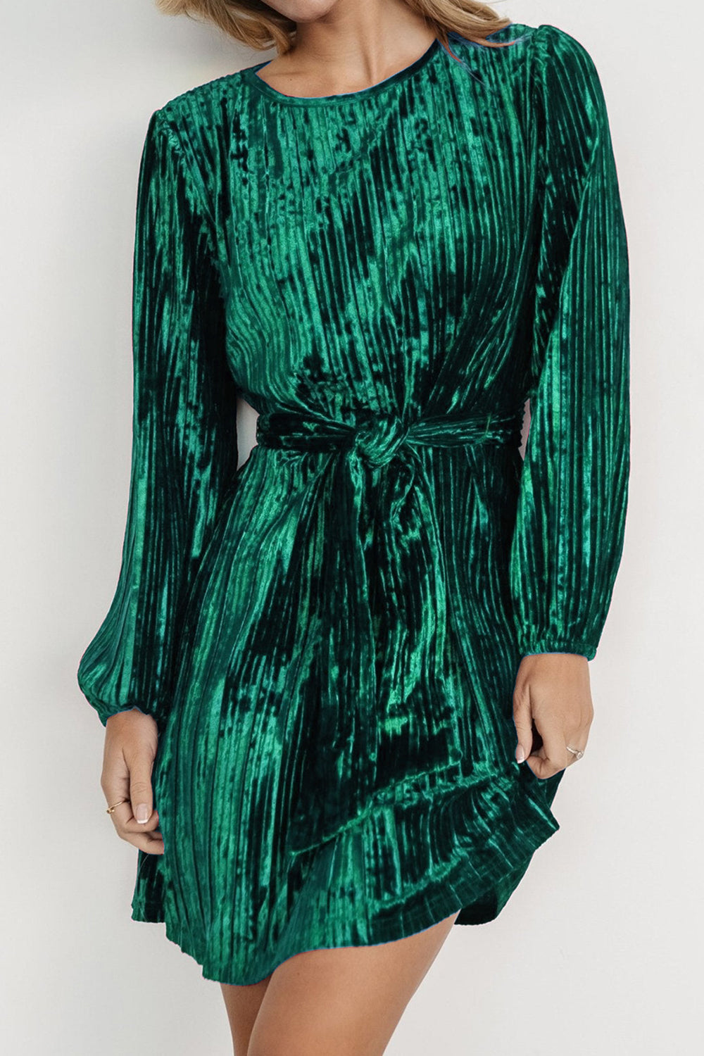 Elegant Velvet Long Sleeve Mini Dress - MARIGOLD