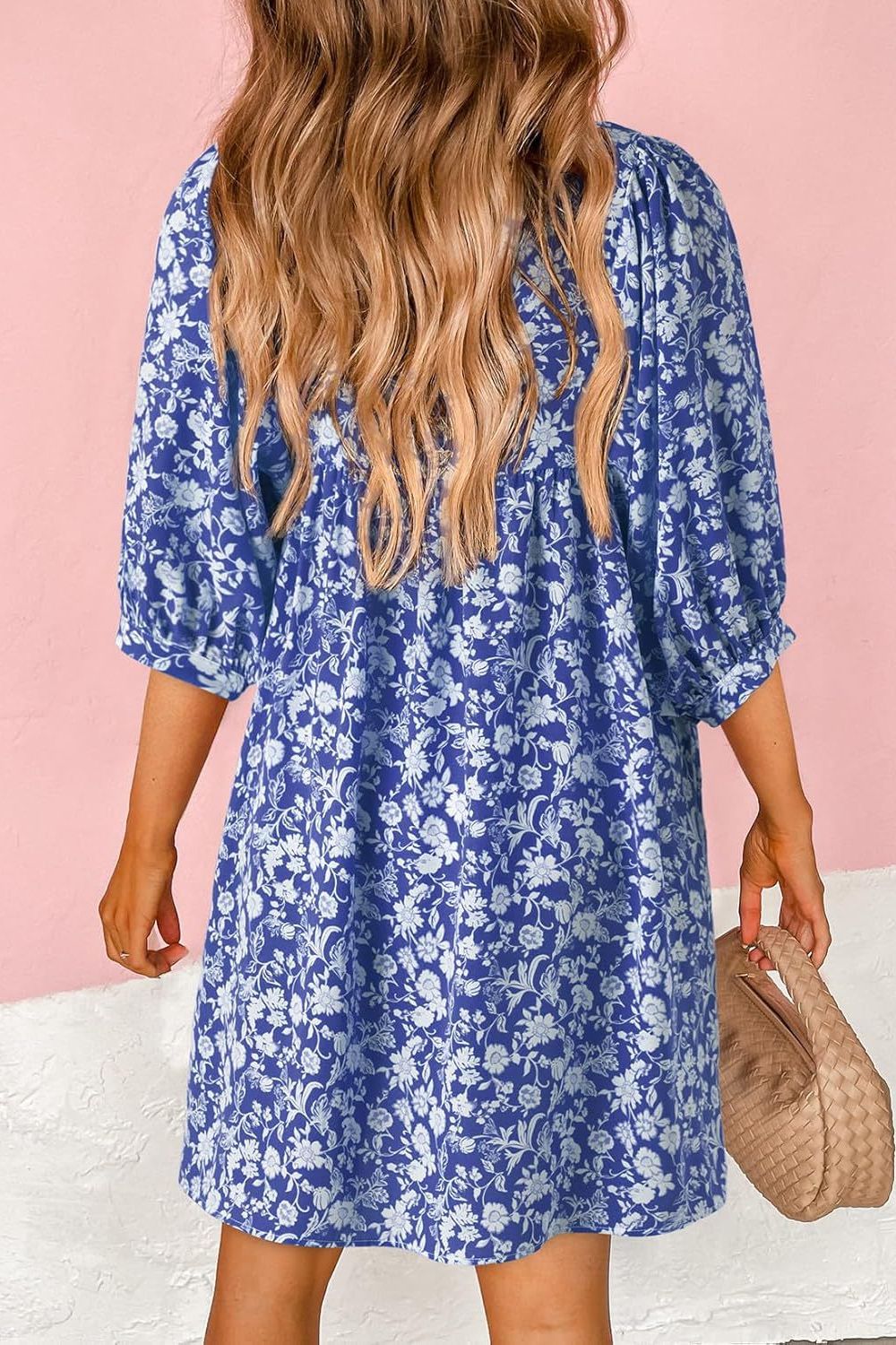 Floral Half Sleeve Mini Dress - MARIGOLD