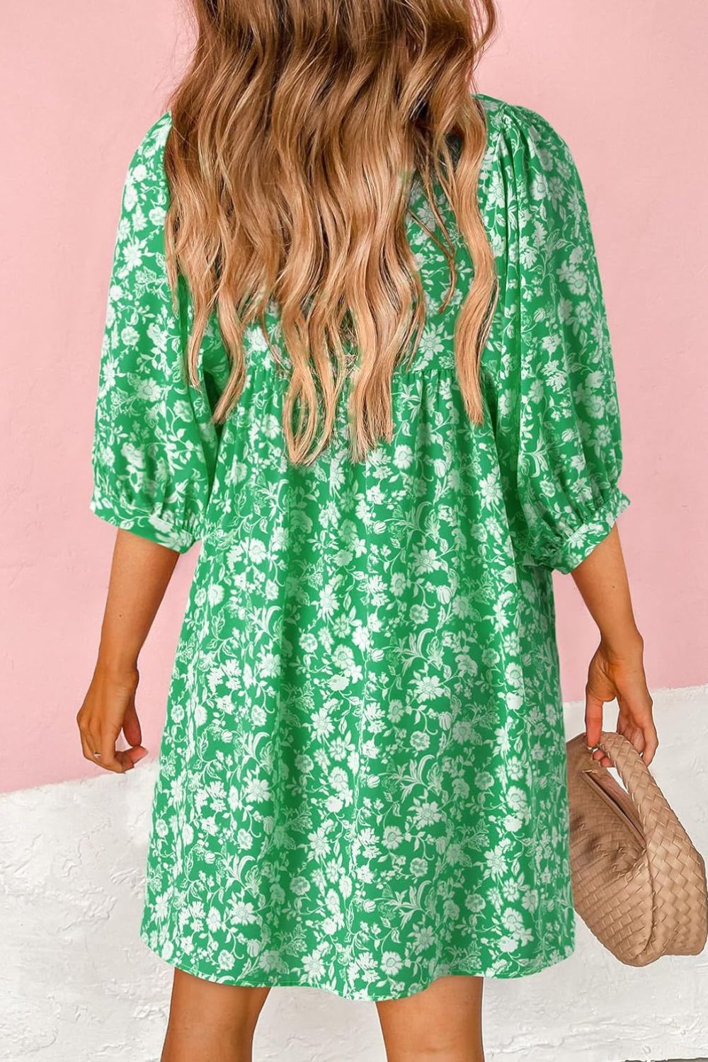 Floral Half Sleeve Mini Dress - MARIGOLD