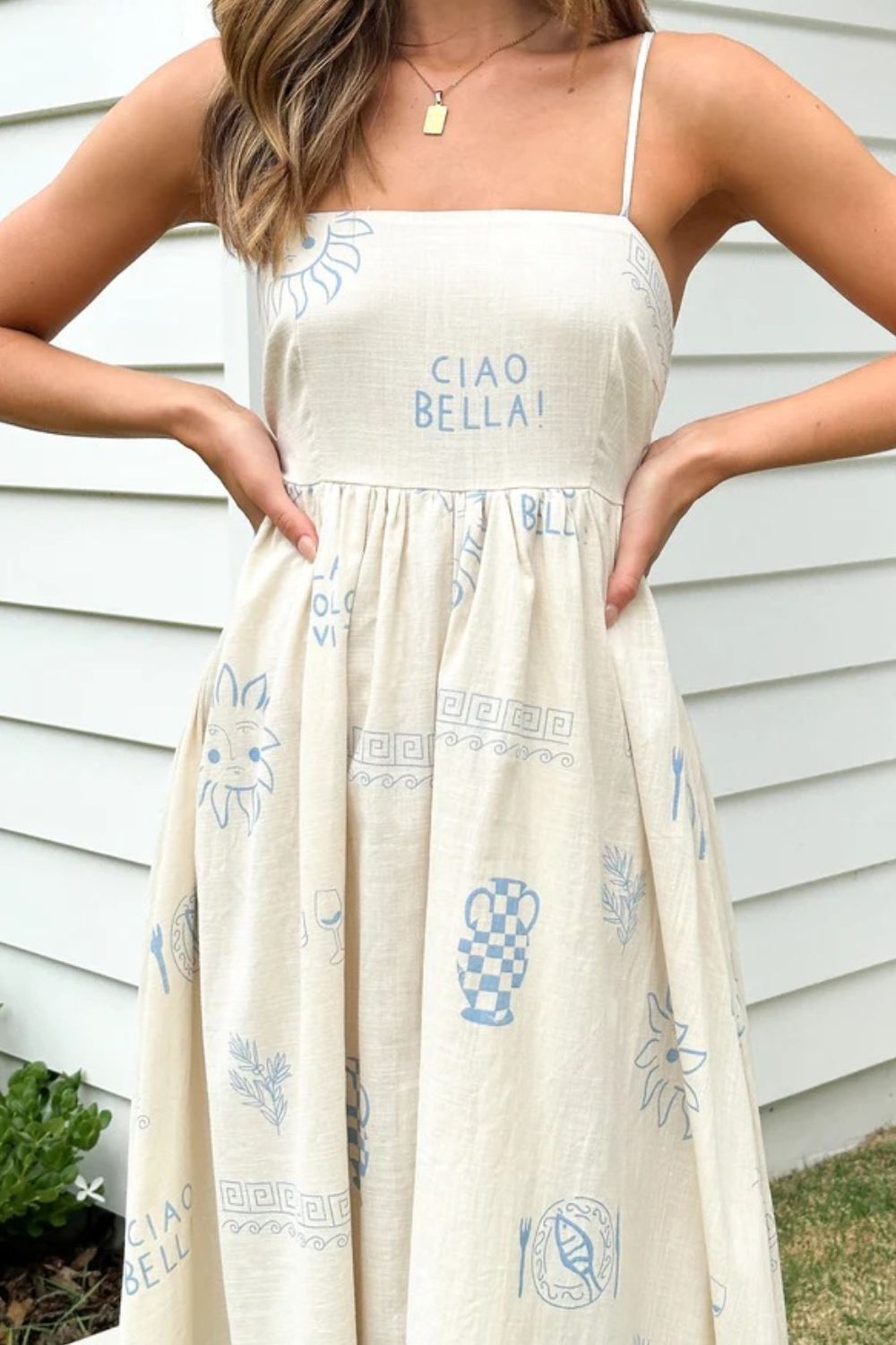 Cutout Back Maxi Cami Dress with Adjustable Straps (Various Prints) - MARIGOLD