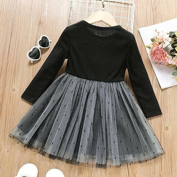 New Girls White Swan Princess Black Tulle Dress - MARIGOLD