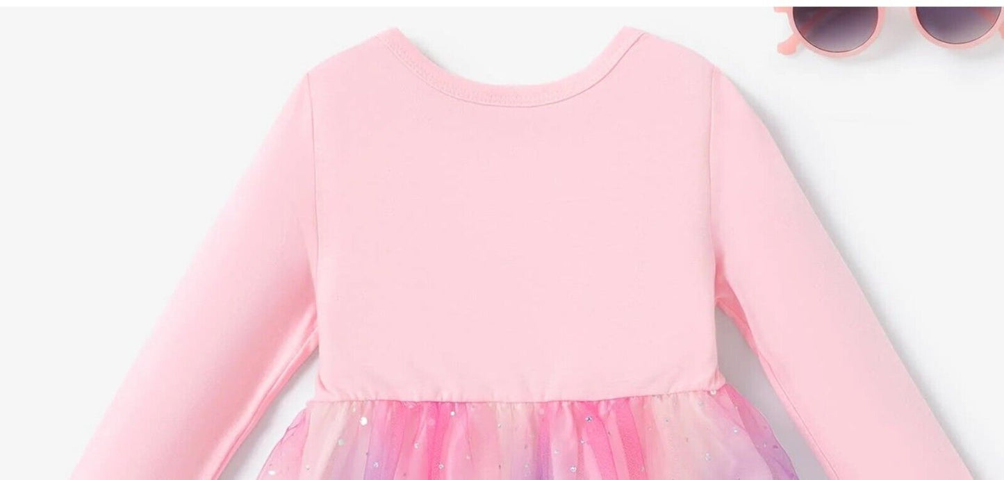 Girls Dress- Glitter Gold Star Pink Tulle Girls Dress - MARIGOLD