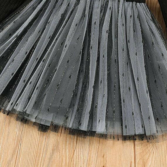 New Girls White Swan Princess Black Tulle Dress - MARIGOLD