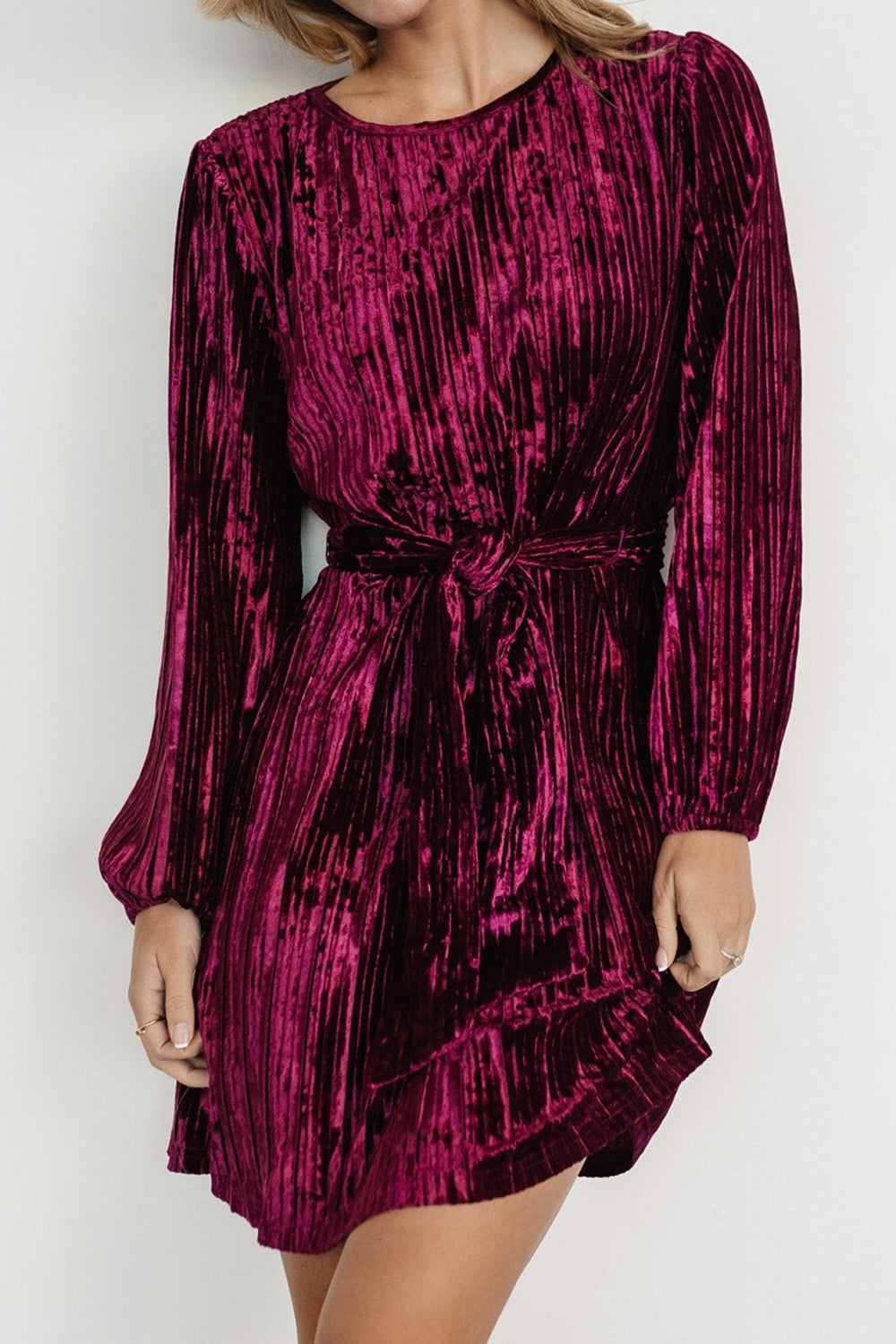 Elegant Velvet Long Sleeve Mini Dress - MARIGOLD