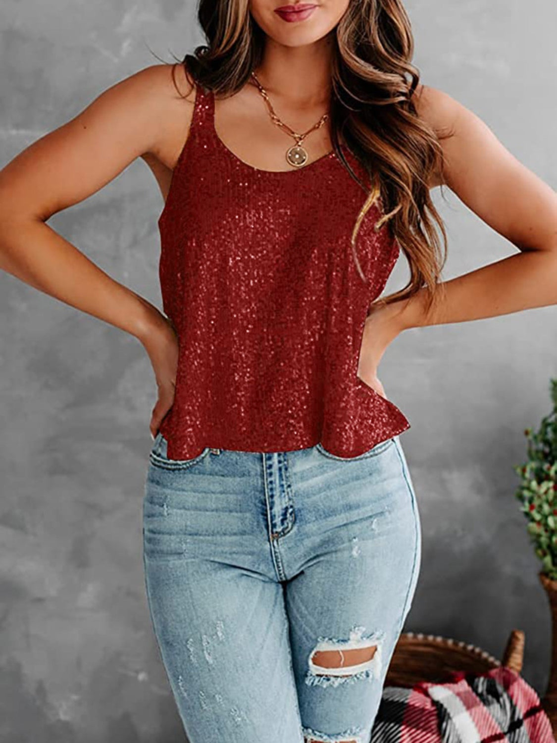 Glam Sequin Tank Top - MARIGOLD