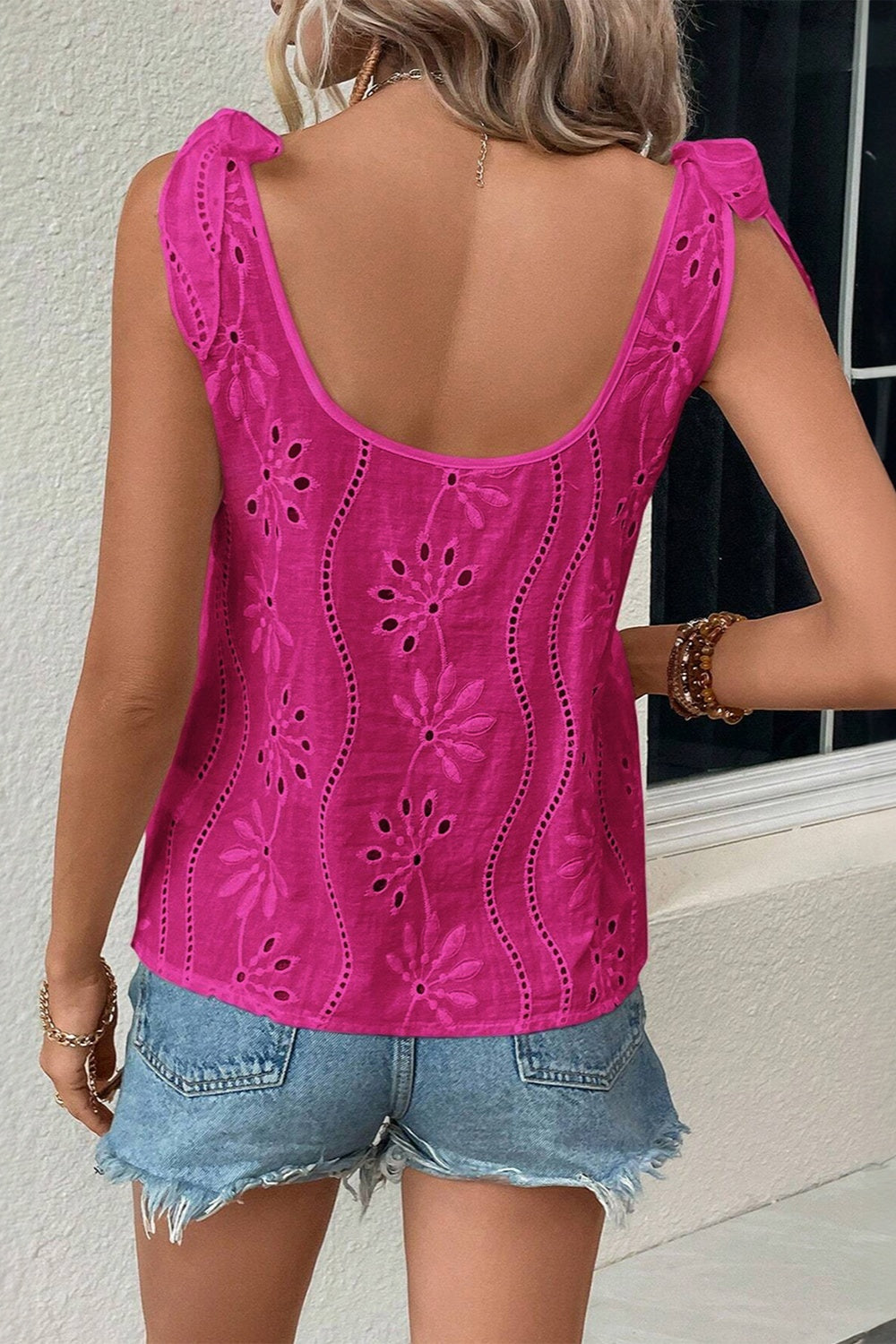 Tie Shoulder V-Neck Tank - MARIGOLD