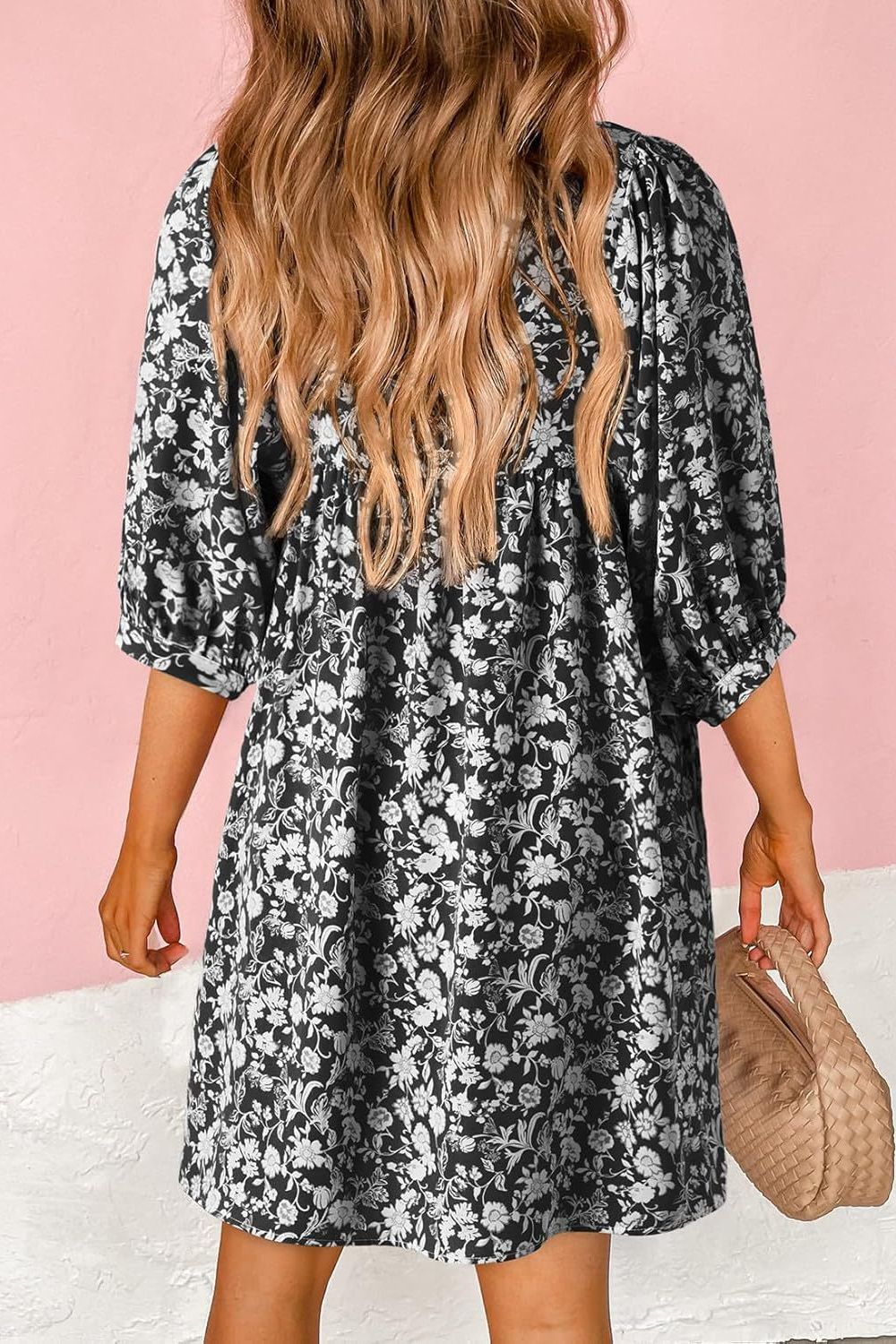 Floral Half Sleeve Mini Dress - MARIGOLD