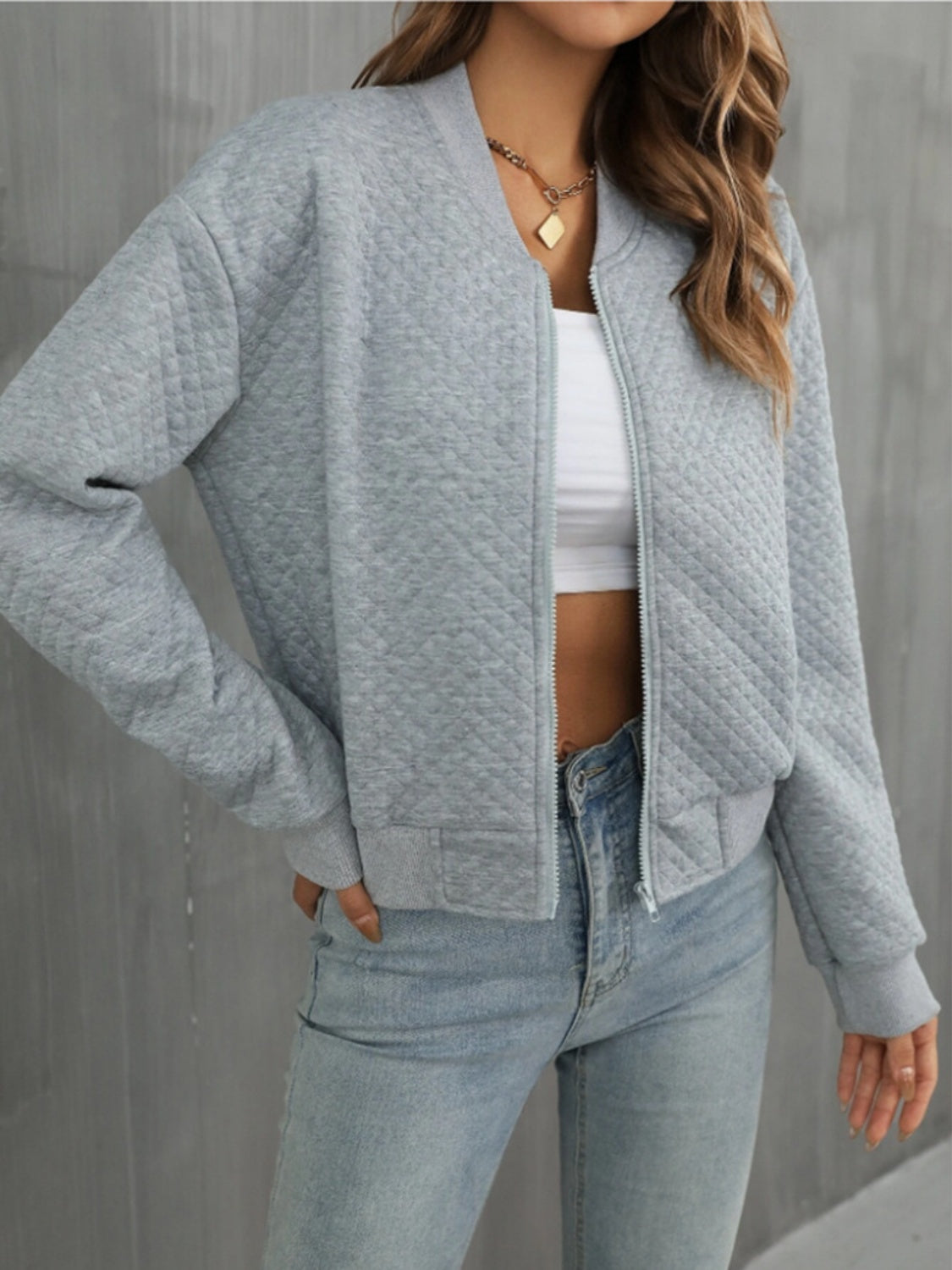 Zip Up Long Sleeve Jacket - MARIGOLD