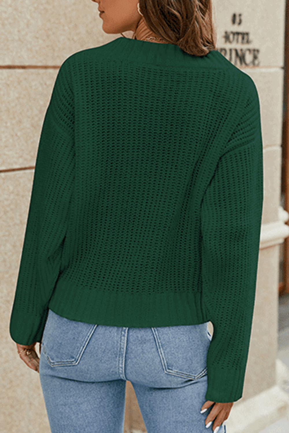 Stylish Surplice Long Sleeve Sweater - MARIGOLD