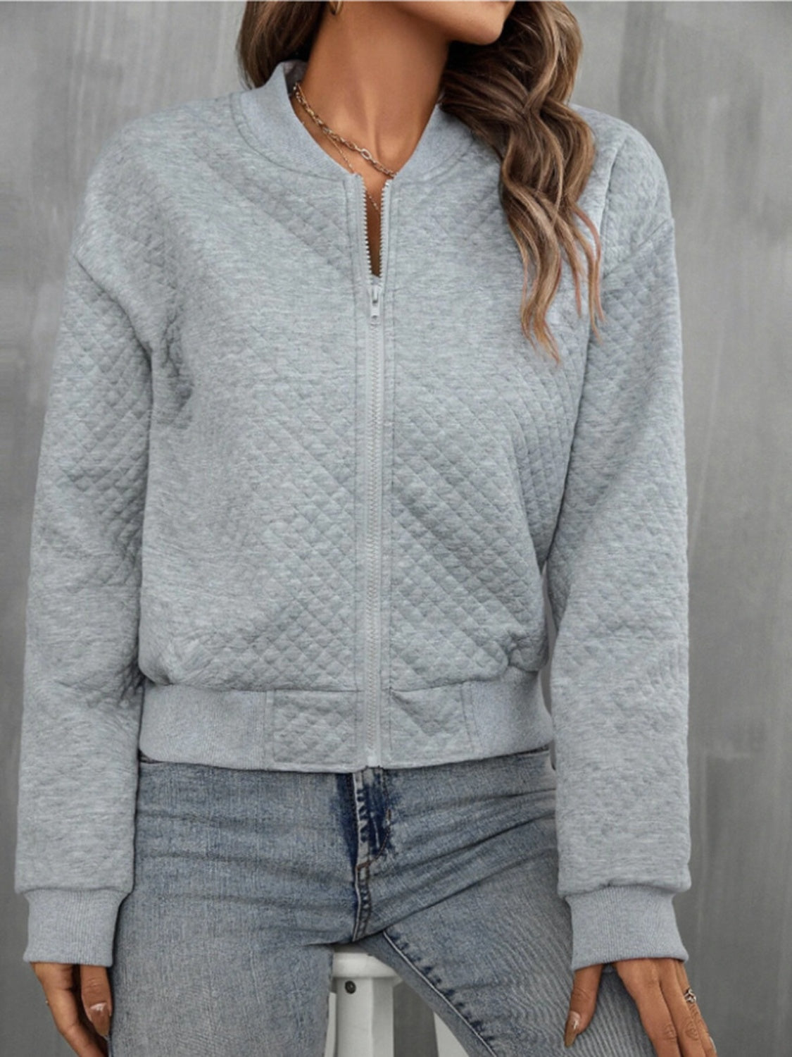 Zip Up Long Sleeve Jacket - MARIGOLD