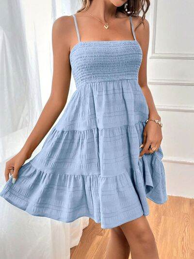 Smocked Tiered Mini Cami Dress (Multiple Colours) - MARIGOLD