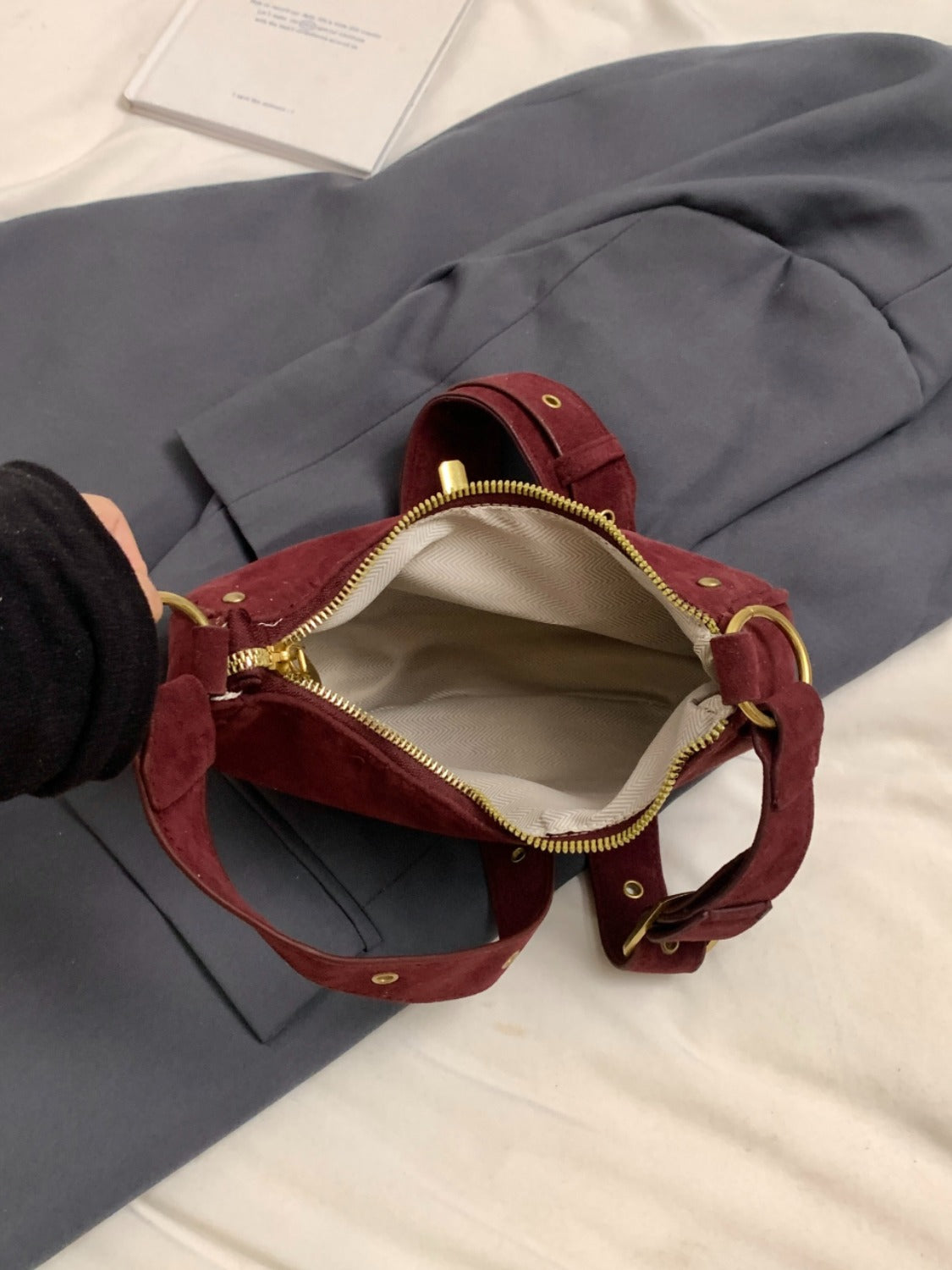 Suede Adjustable Strap Shoulder Bag - MARIGOLD