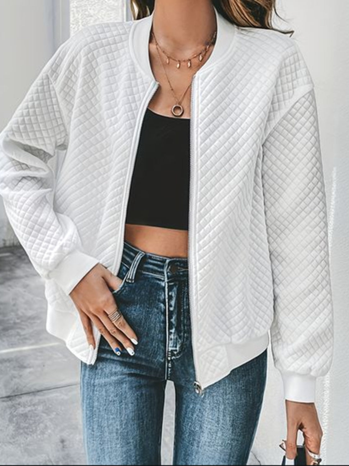Zip Up Long Sleeve Jacket - MARIGOLD