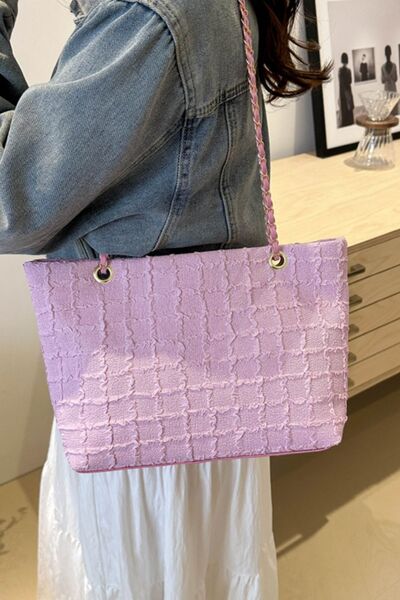 Polyester Texture Chain Tote bag - MARIGOLD