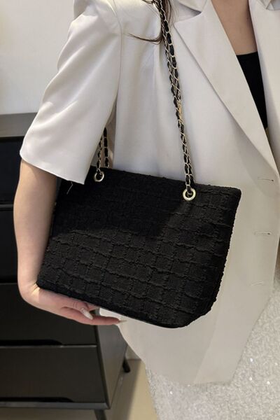 Polyester Texture Chain Tote bag - MARIGOLD