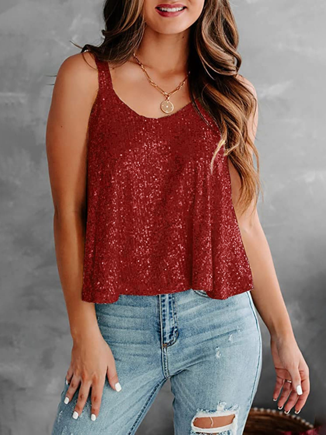Glam Sequin Tank Top - MARIGOLD