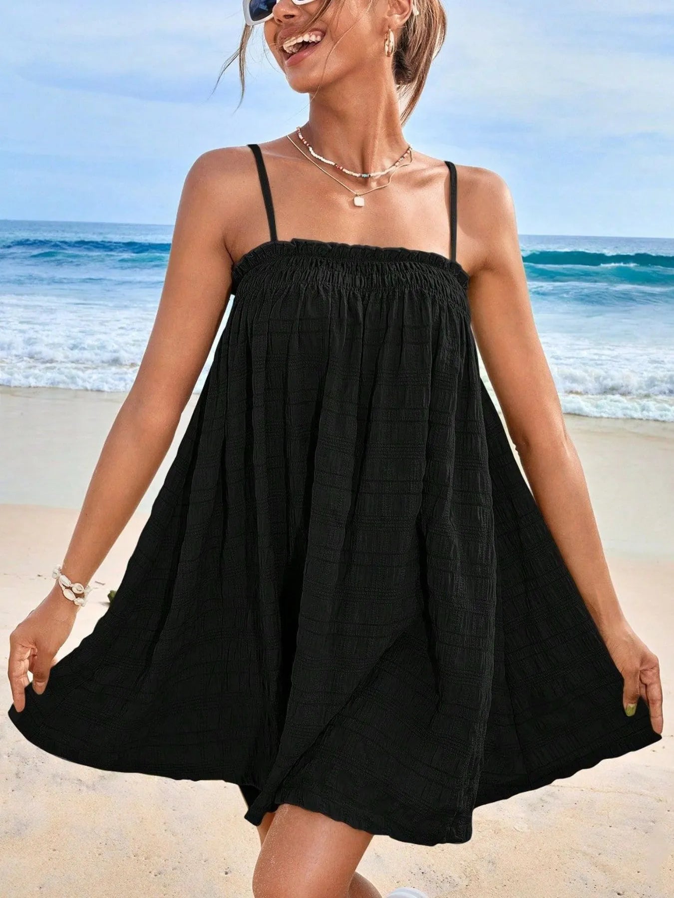 Baby Doll Mini Cami Dress black