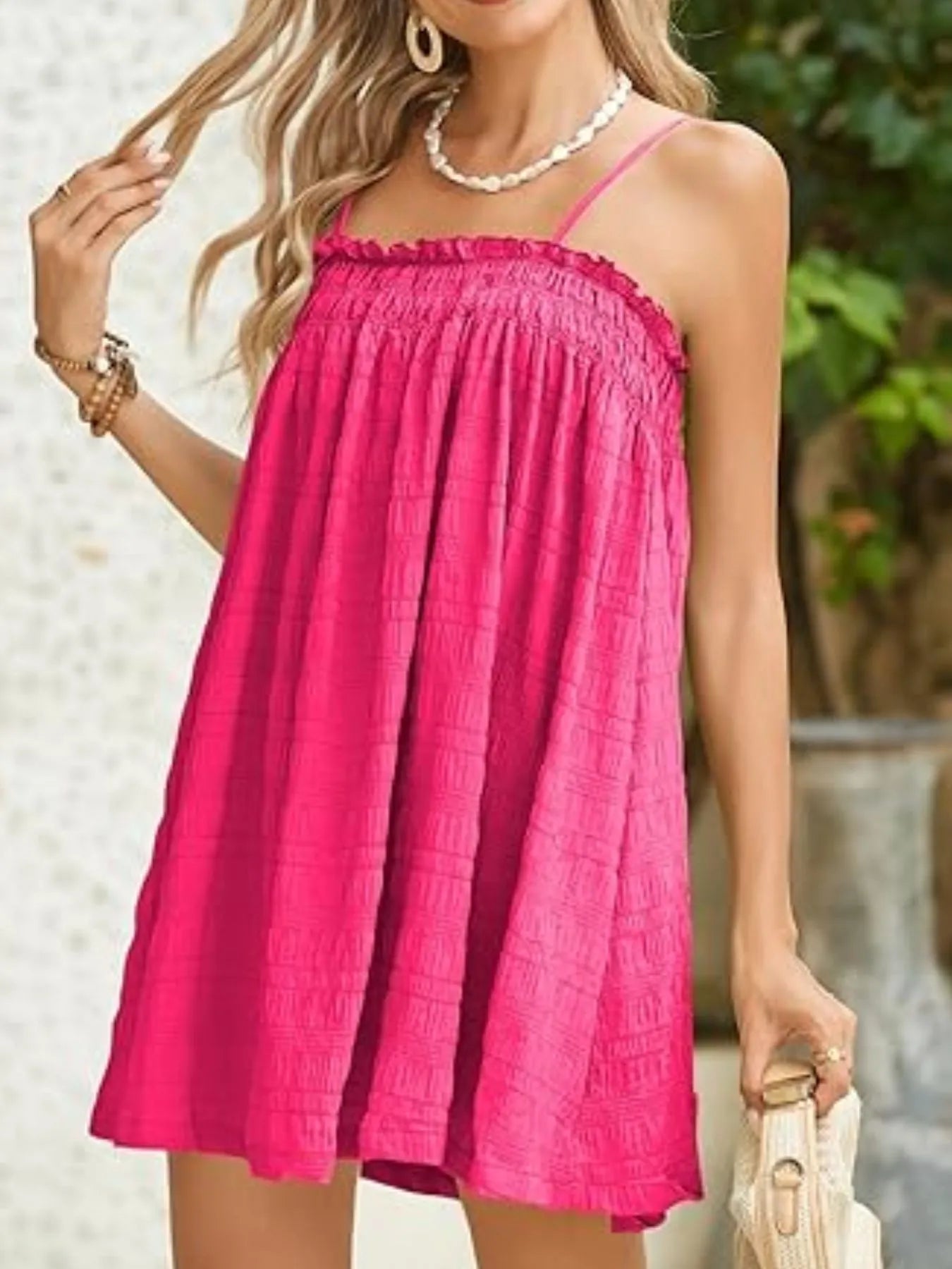 Baby Doll Mini Cami Dress rose red