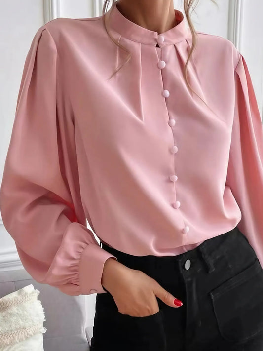 Button Up Long Sleeve Shirt blush pink