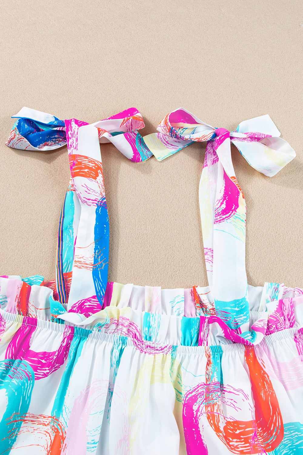 Rainbow Shoulder Tie Mini Dress - MARIGOLD