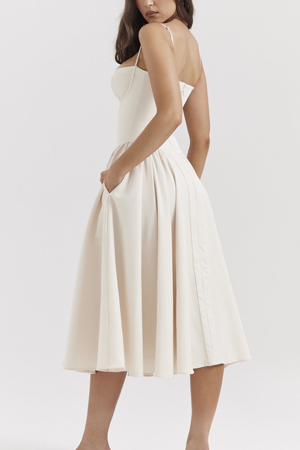 Sweetheart Neck Ruched Midi Dress - MARIGOLD