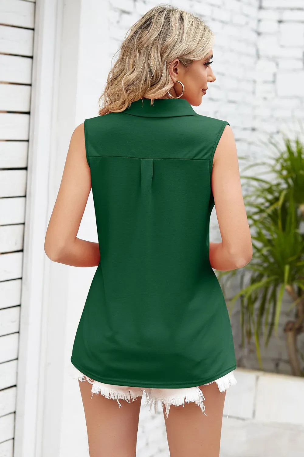 Marigold Collections Australia Johnny collar tank top with sleeveless design and relaxed fit, displayed on a hanger.