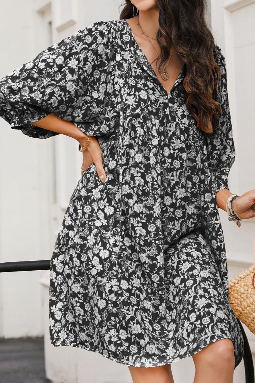 Floral Half Sleeve Mini Dress - MARIGOLD