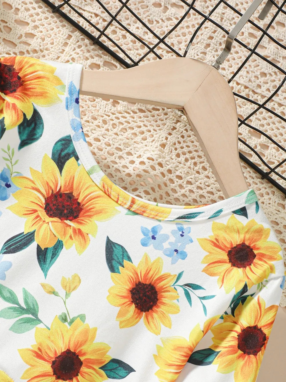 Sunflower Print Long Sleeve Dress - MARIGOLD