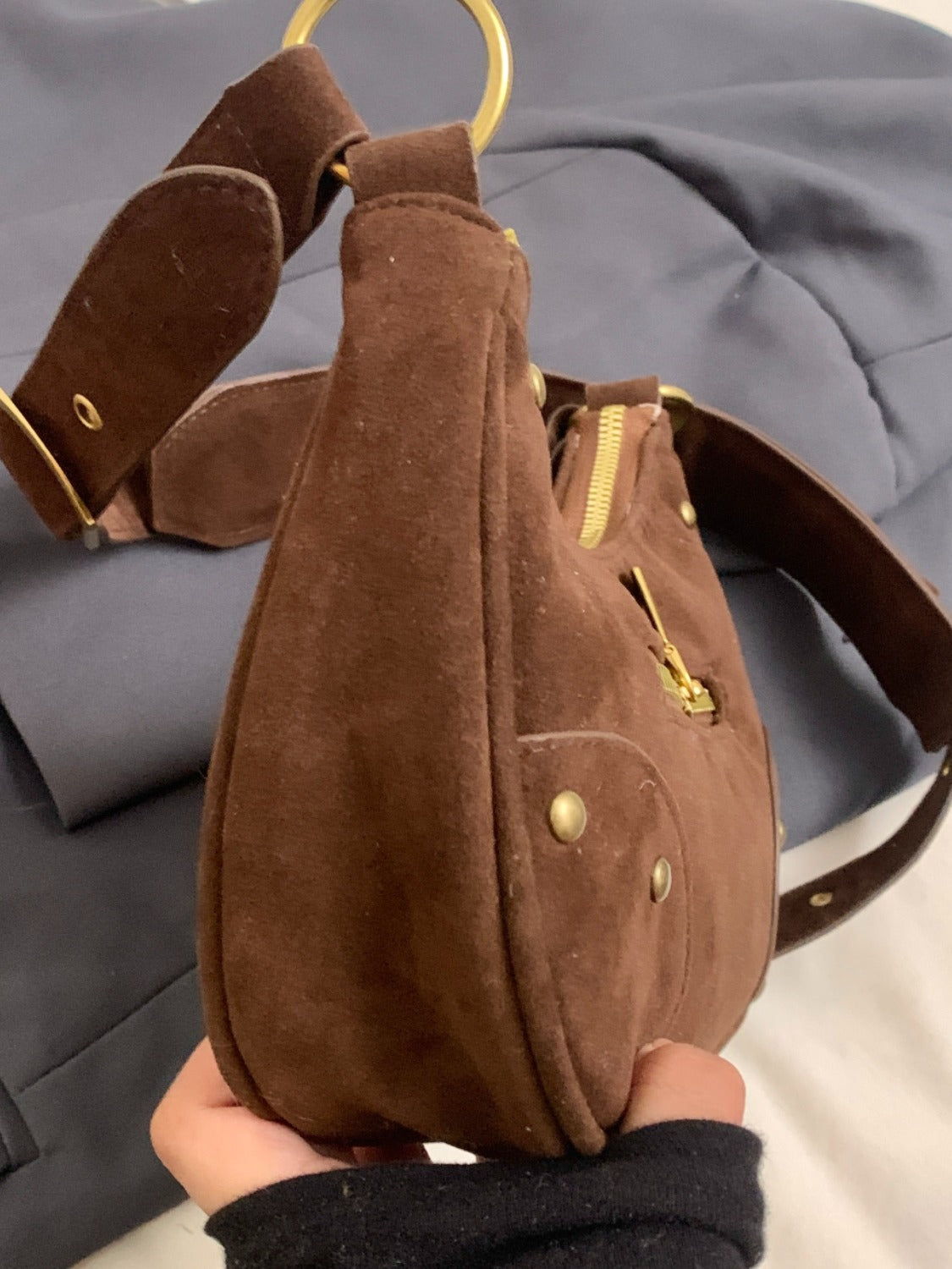 Suede Adjustable Strap Shoulder Bag - MARIGOLD