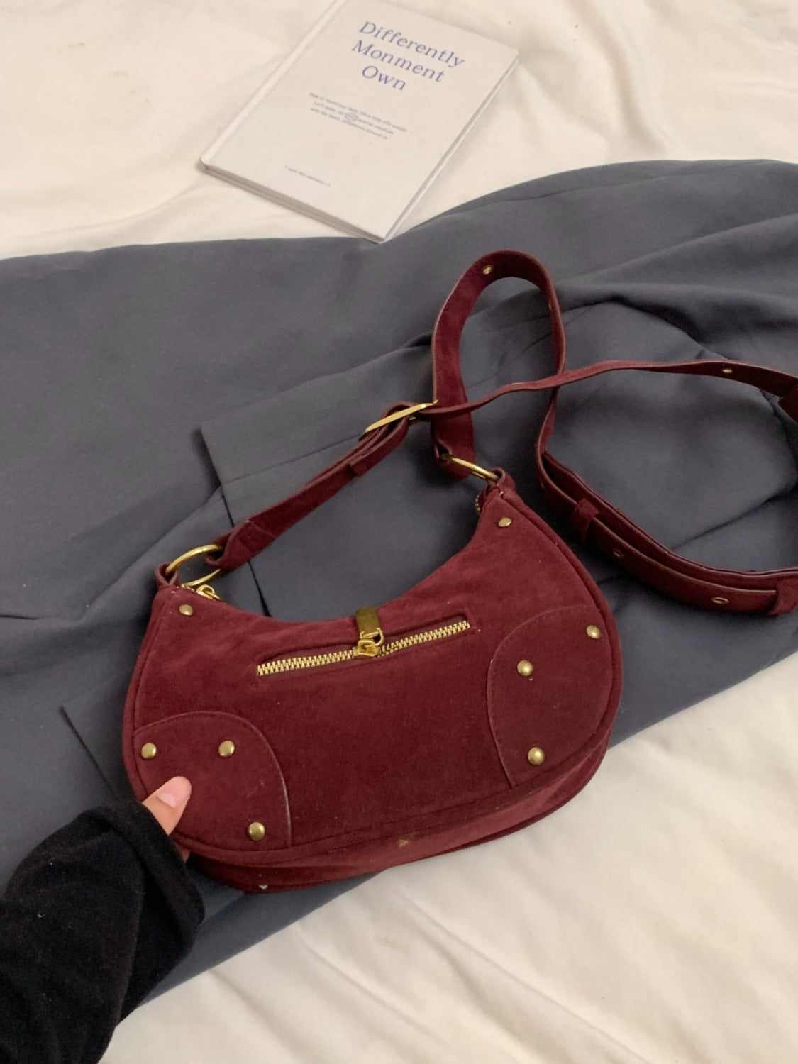 Suede Adjustable Strap Shoulder Bag - MARIGOLD