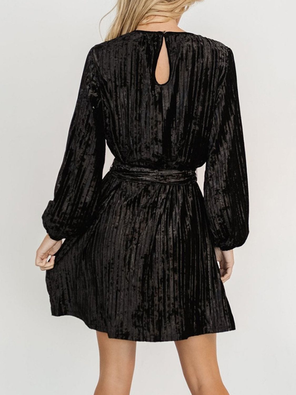Elegant Velvet Long Sleeve Mini Dress - MARIGOLD