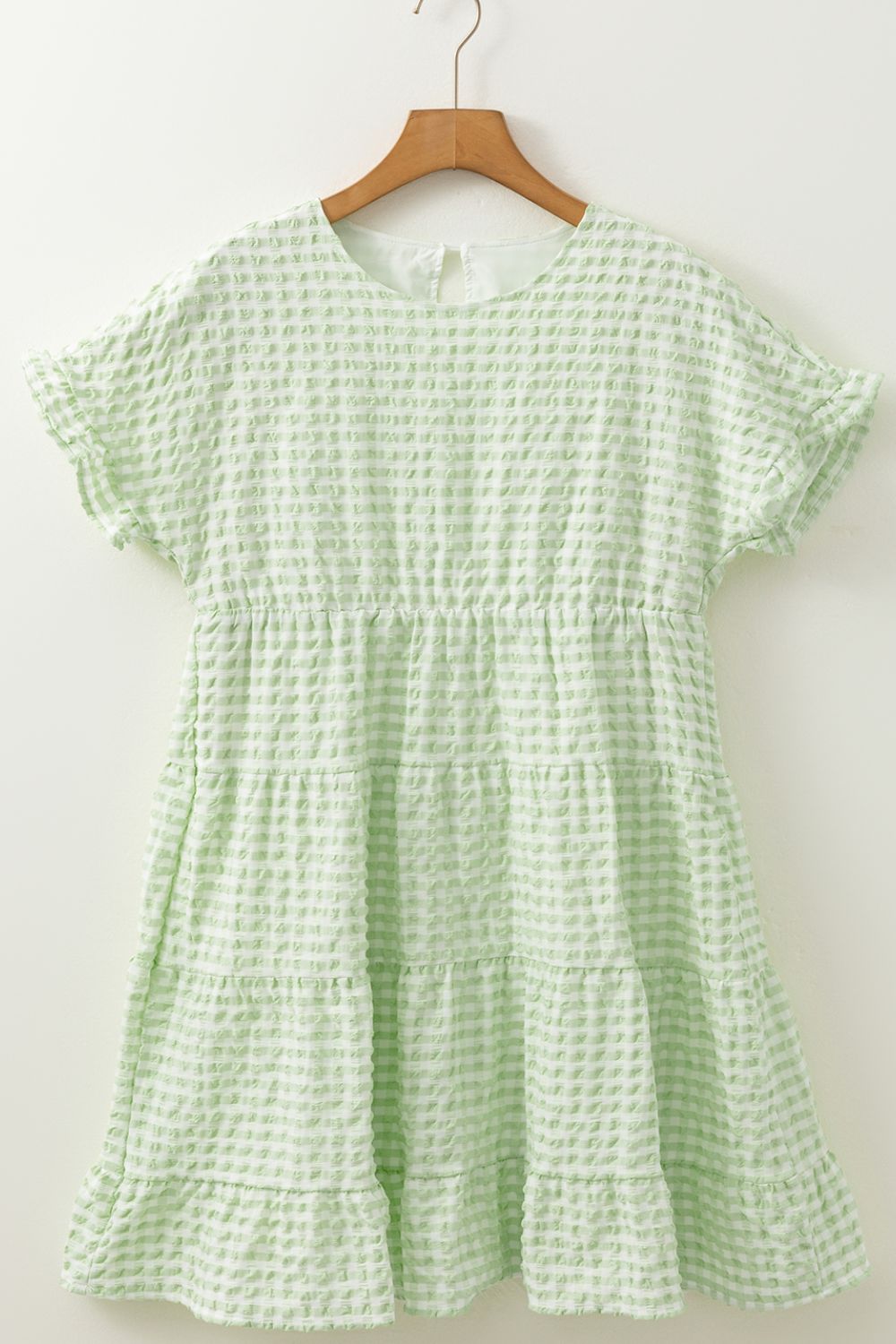 Textured Short Flutter Sleeve Tiered Mini Dress - MARIGOLD