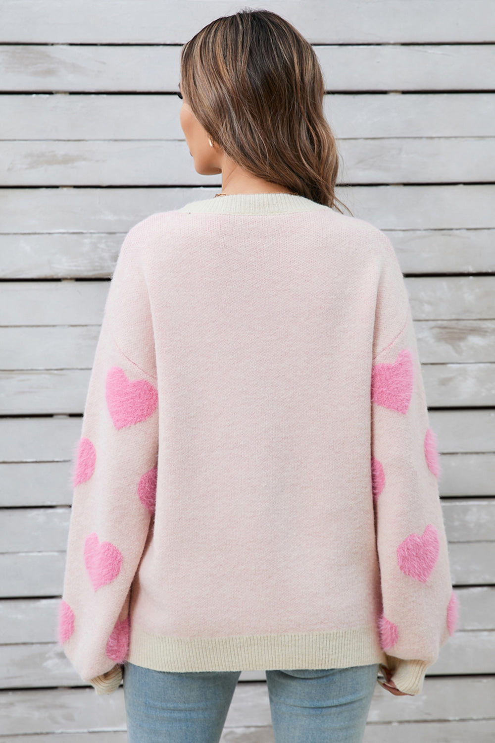 Soft and Cozy Heart Long Sleeve Sweater - MARIGOLD