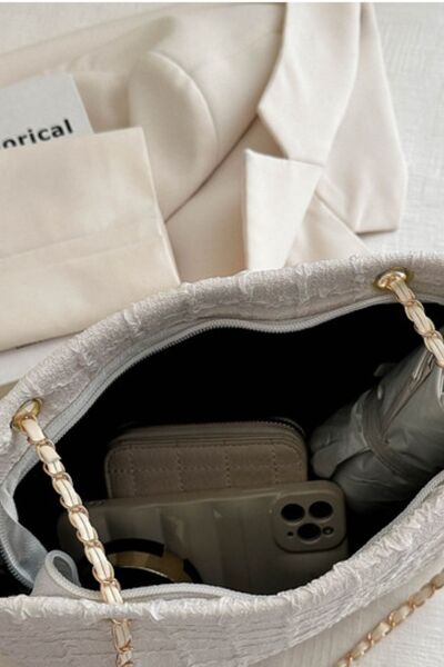 Polyester Texture Chain Tote bag - MARIGOLD