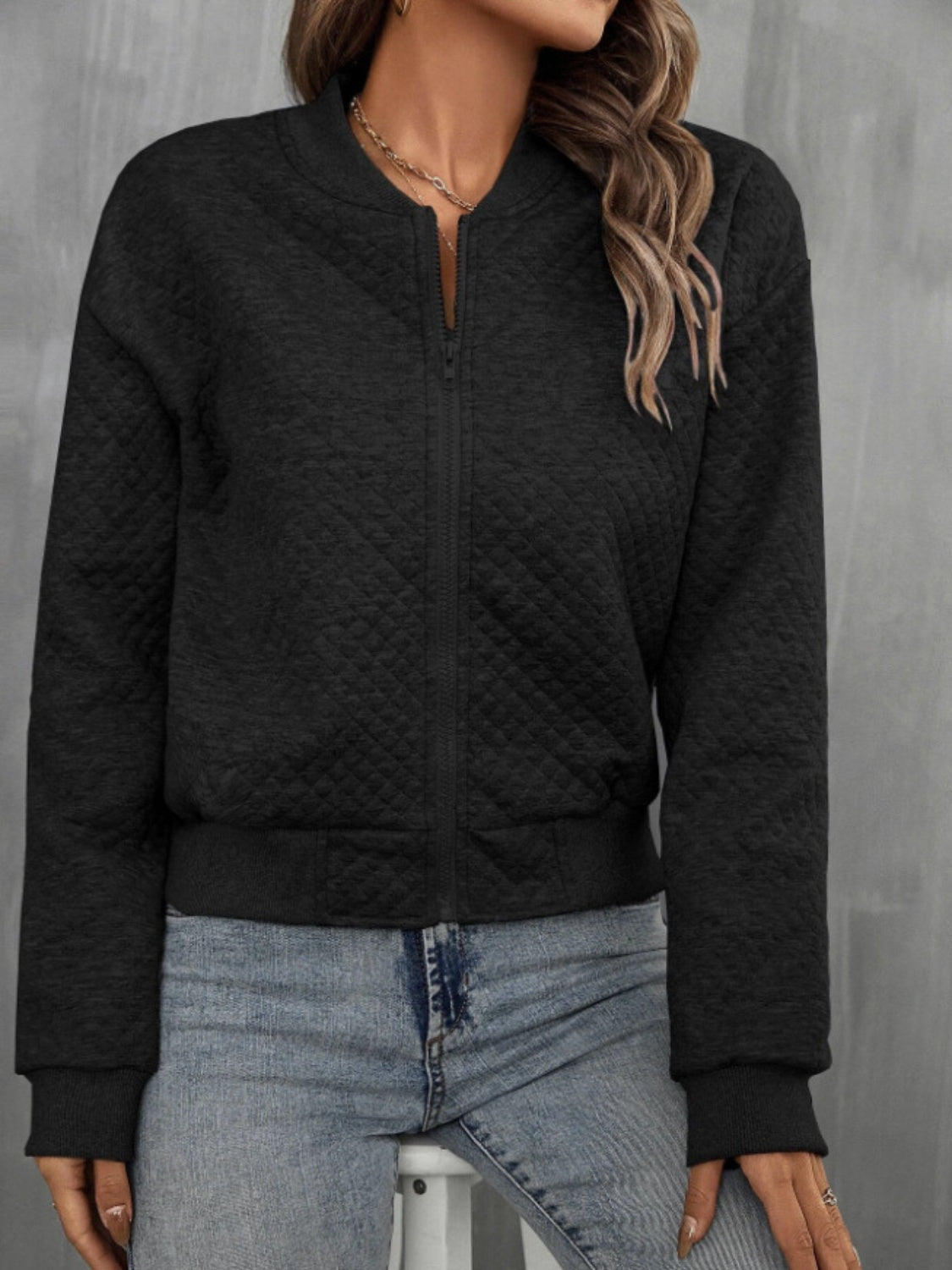 Zip Up Long Sleeve Jacket - MARIGOLD