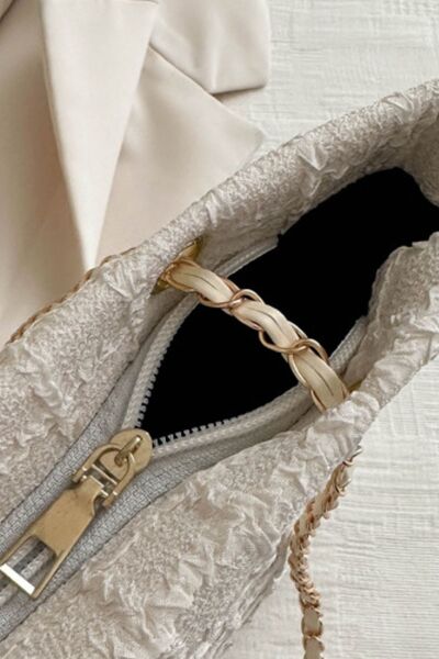 Polyester Texture Chain Tote bag - MARIGOLD