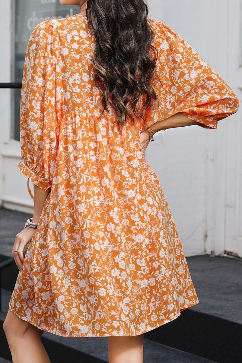 Floral Half Sleeve Mini Dress - MARIGOLD