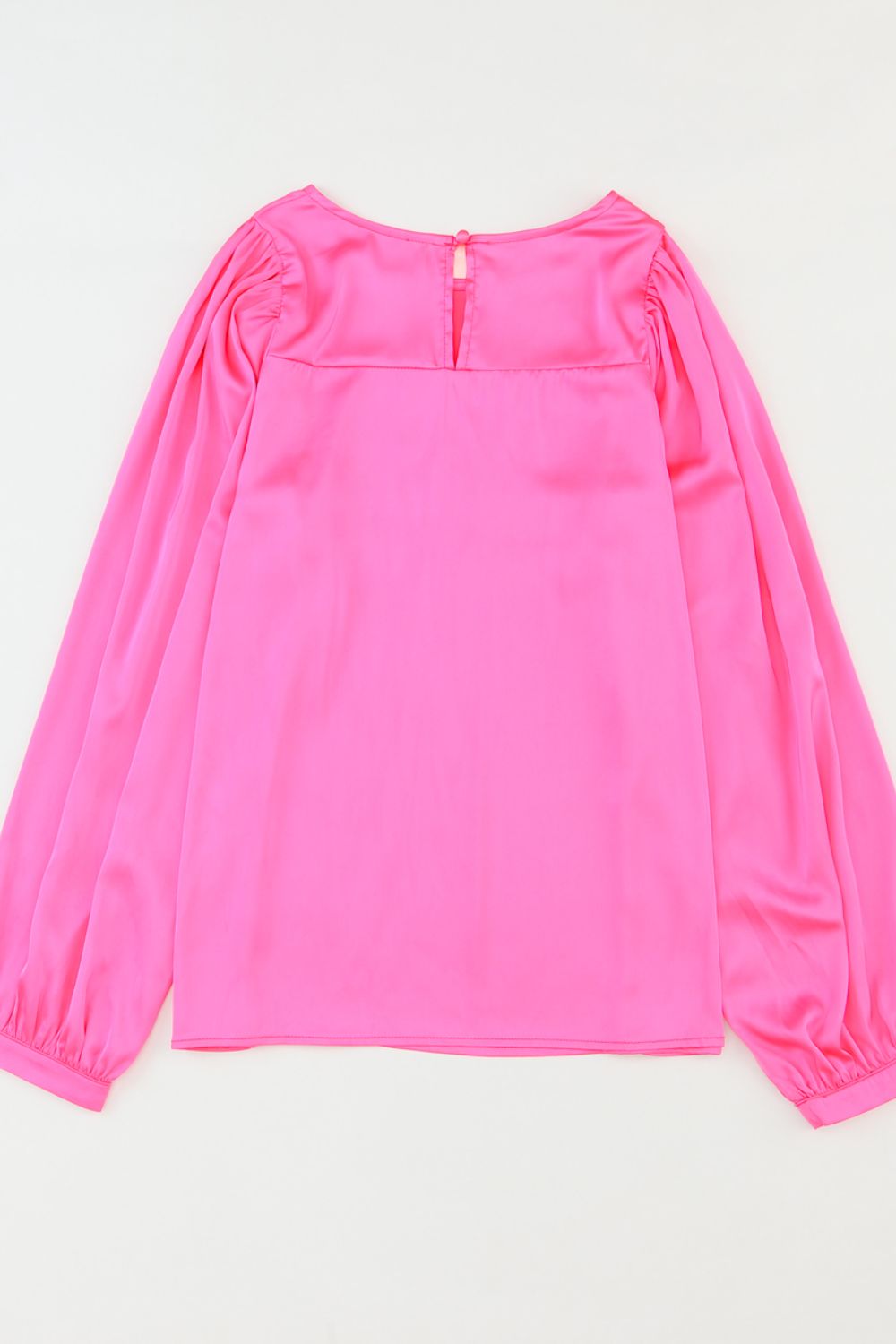 Fuchsia Pink Round Neck Long Sleeve Blouse - MARIGOLD