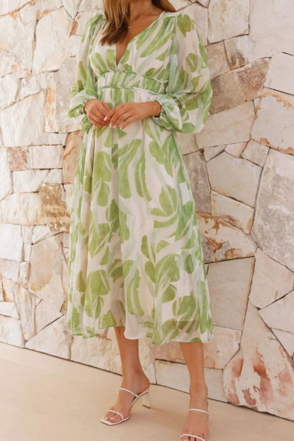 Green Floral Midi Dress