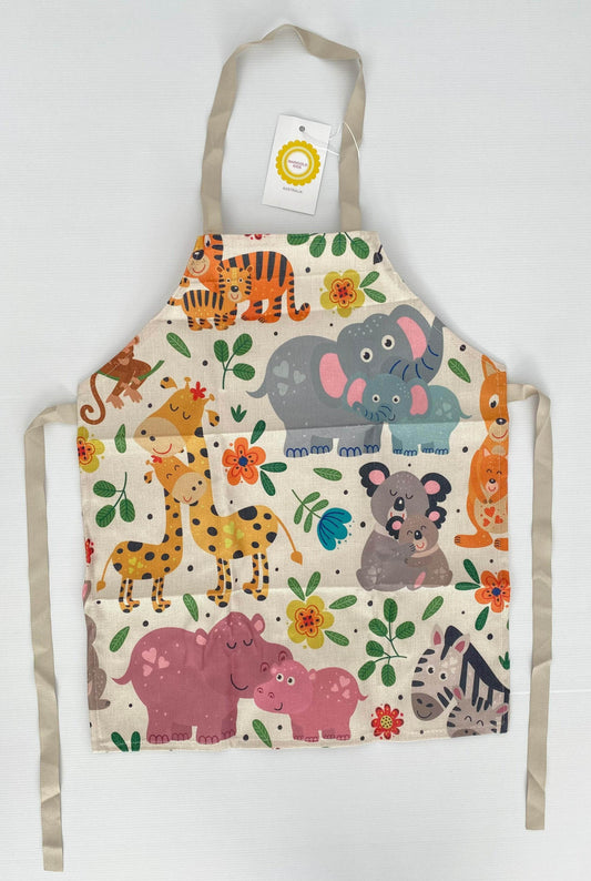 Kids Jungle Animal Print Apron - MARIGOLD
