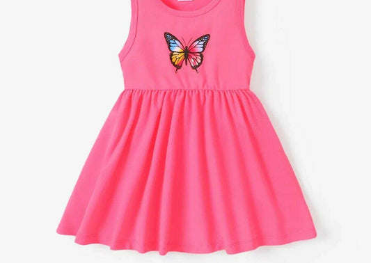 Girls Dress-Neon Pink Butterfly Girls Dress - MARIGOLD