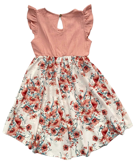 Girls Dress Pink Floral High-Low Dress - MARIGOLD