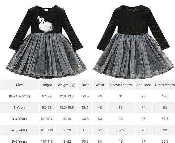 New Girls White Swan Princess Black Tulle Dress - MARIGOLD