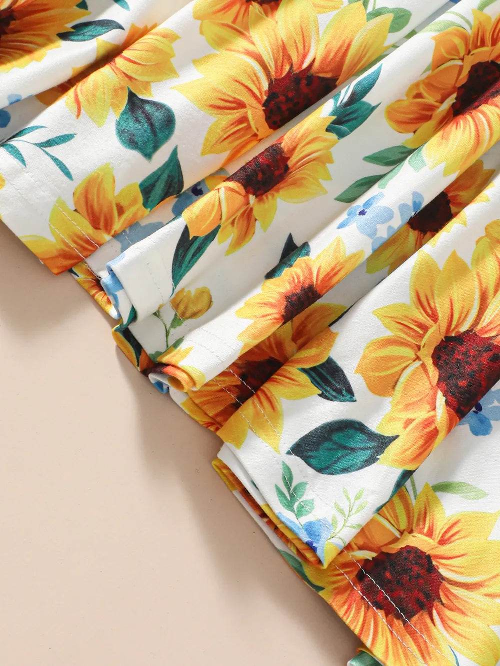 Sunflower Print Long Sleeve Dress - MARIGOLD